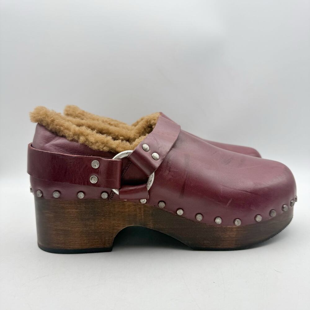 RE/DONE Womens 70s Slingback Clogs EU 40 US 10 Red Leather Studded NWOB